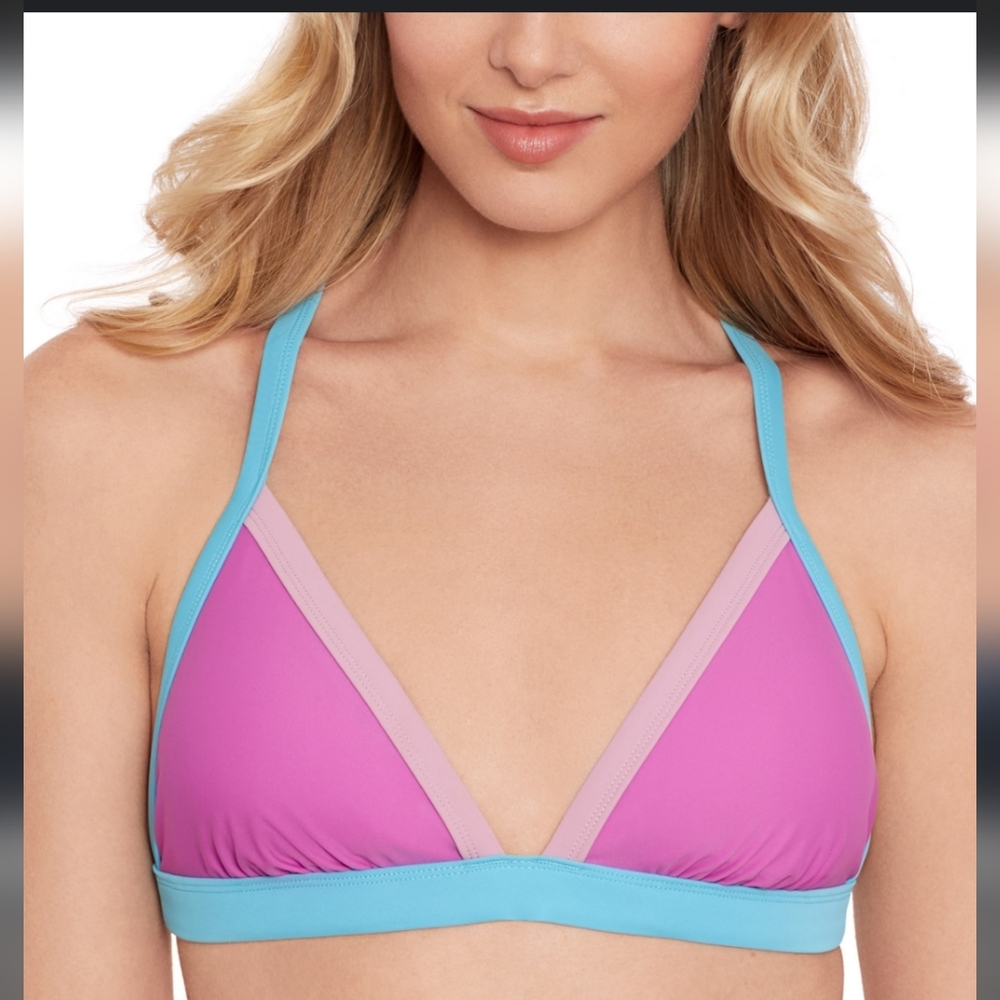 Salt & Cove Contrast Trim Triangle Bikini Top, Size Medium, NWT